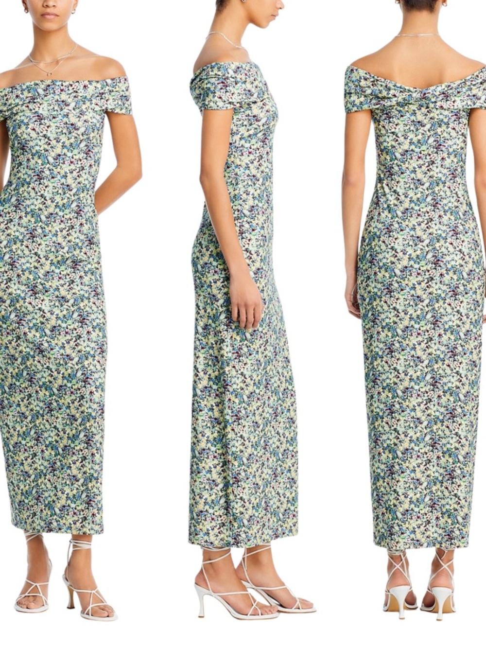 Derek Lam 10 Crosby Nanette Dress S Off Shoulder Floral‎ Maxi Bodycon
